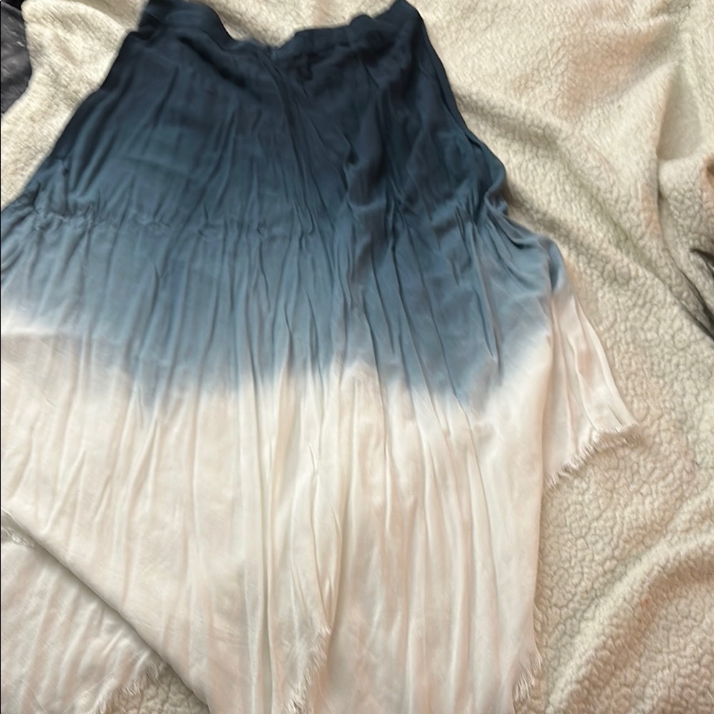 EUC Anthropologie Blue and White ombre Asymmetrical Maxi Skirt